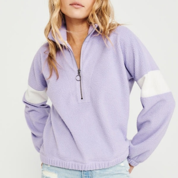 ABERCROMBIE & FITCH Colorblock Sherpa Half Zip - Picture 3 of 3